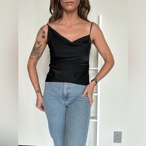Urban Outfitters Black Asymmetrical Satin Tank